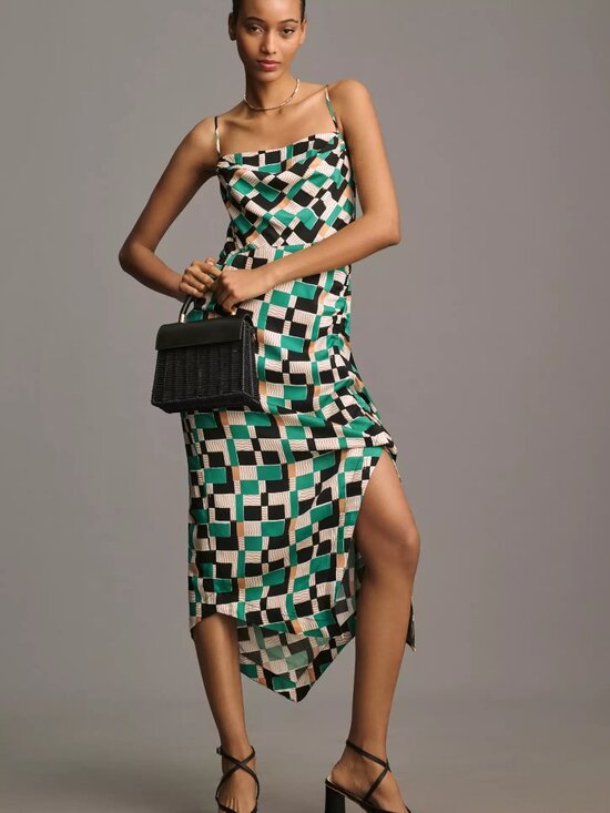 Anthropologie Dresses & Skirts - By Anthropologie Sleeveless Draped-Back Asymmetric Slip Midi Dress